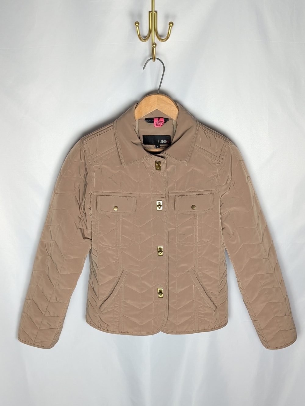 Utex Design Camel Quilted Fleece Lined Utility Jacket Size S